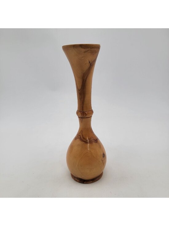 Other - Hand Carved Wooden Bud Vase w/ Natural Wood Grain Design Unique Decorative Piece